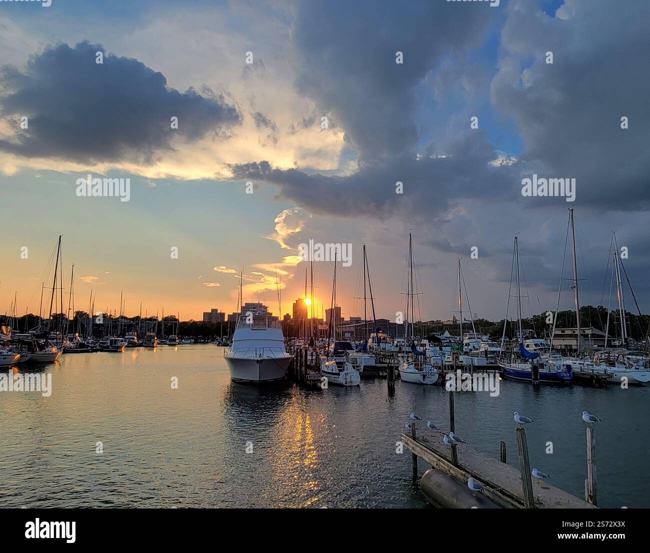 Waukegan marina sunset, Illinois - Smartphone Captured Stock Image Waukegan marina sunset, Illinois - Smartphone Captured Stock Image