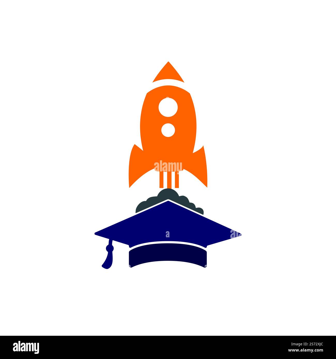Graduation cap with rocket vector logo design. Rocket learning vector ...