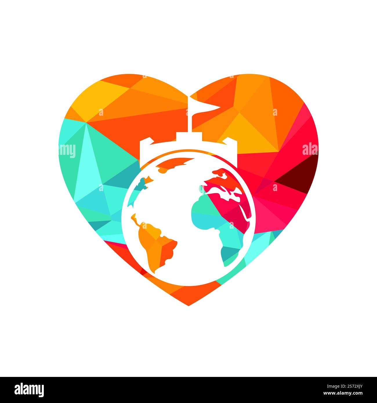 Castle globe vector logo design. Unique fortress and globe logotype ...