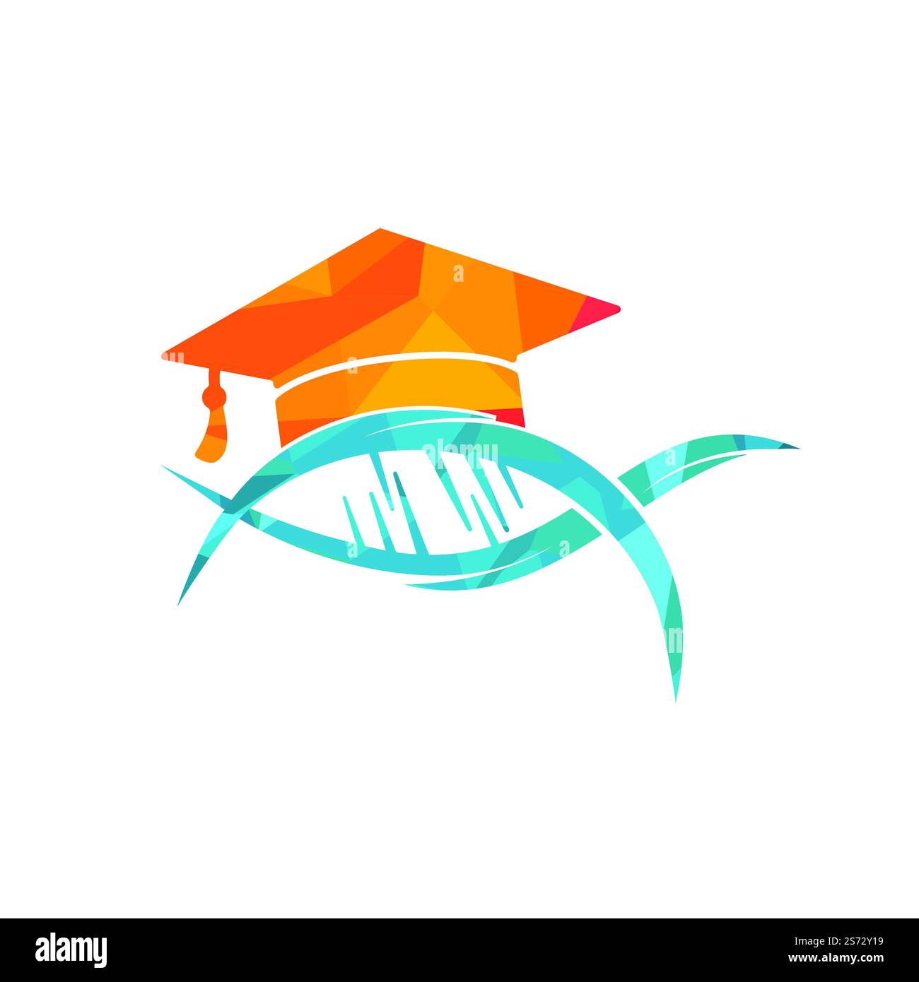 DNA graduation vector logo design. Science school vector logo concept. Stock Vector