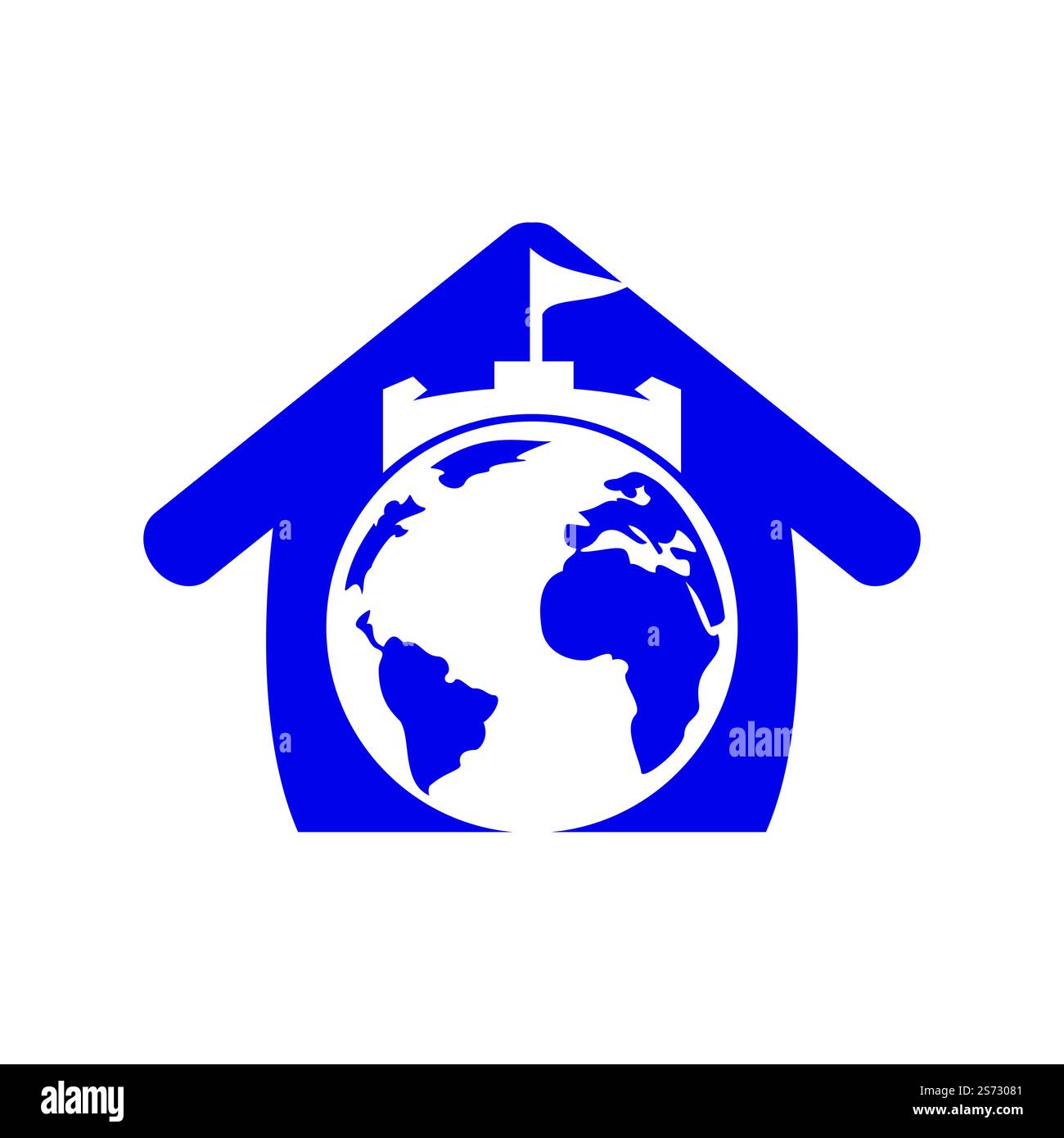 Castle globe vector logo design. Unique fortress and globe logotype ...