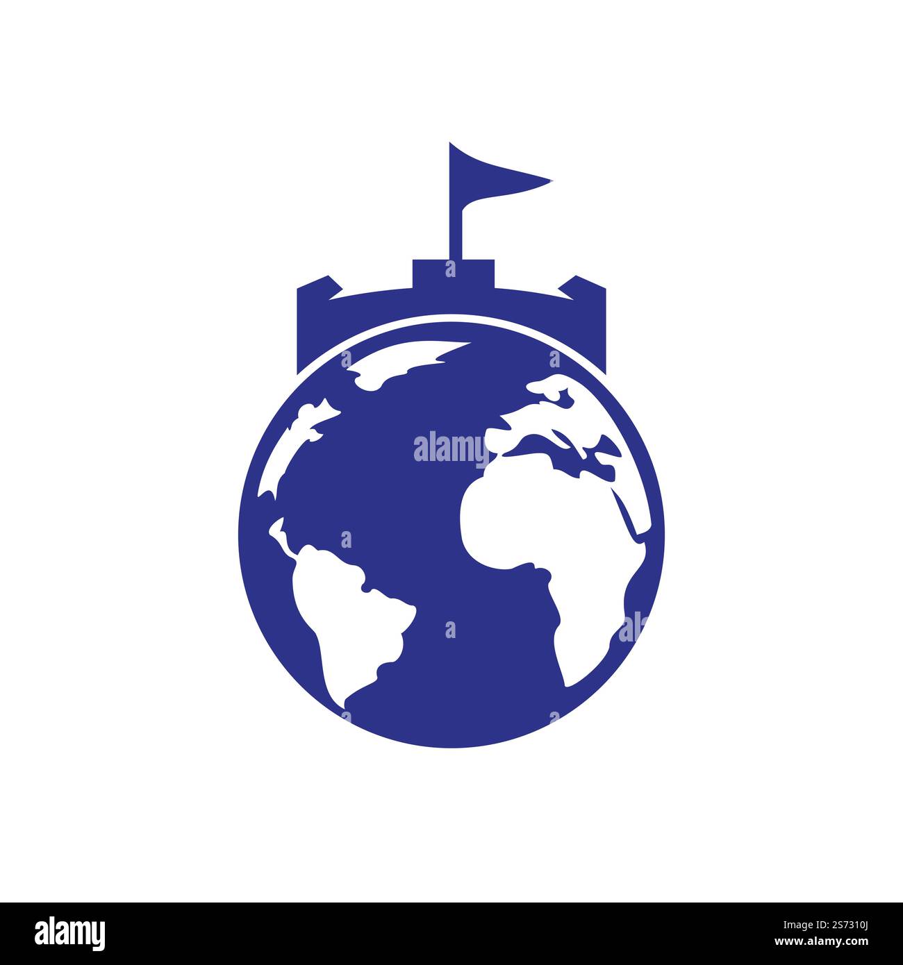 Castle globe vector logo design. Unique fortress and globe logotype ...