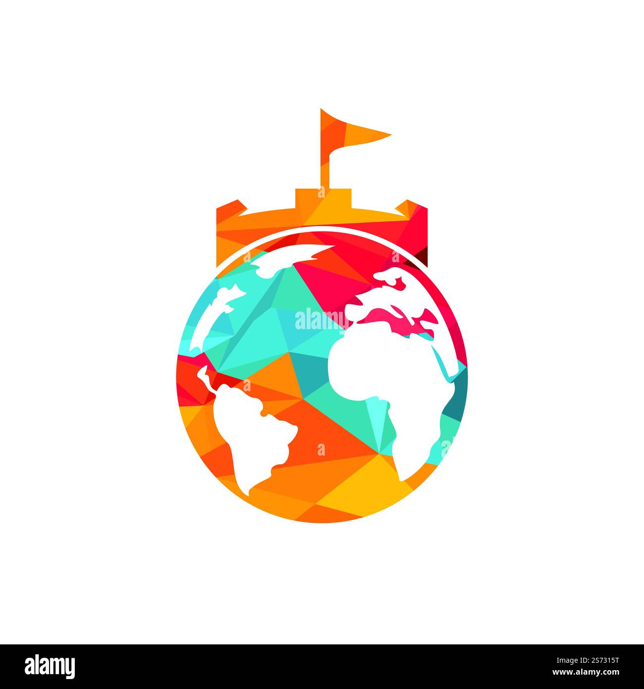 Castle globe vector logo design. Unique fortress and globe logotype ...