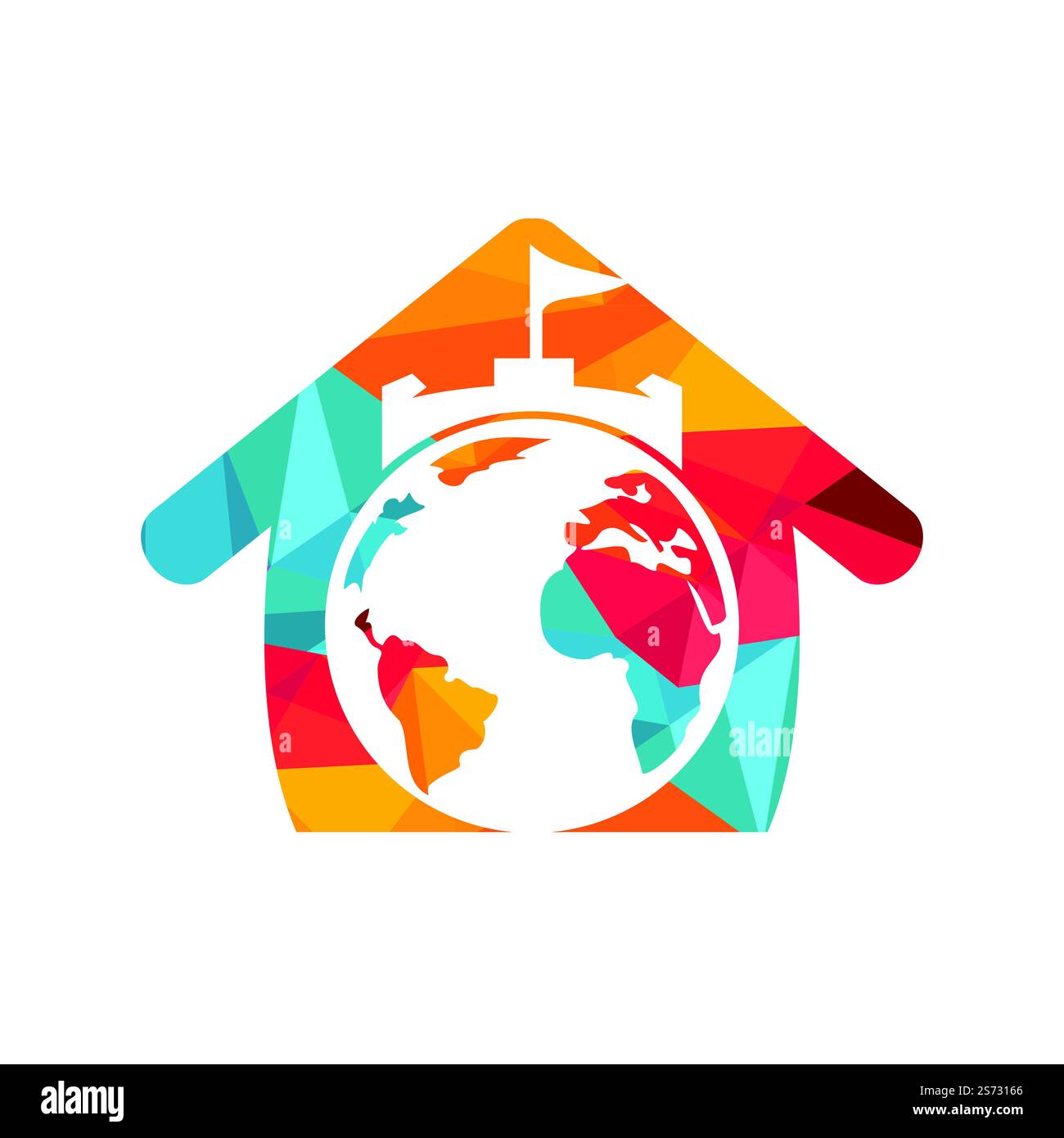 Castle globe vector logo design. Unique fortress and globe logotype ...