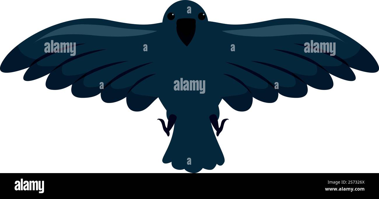 Small crow fly icon cartoon vector. Raven flight. Feather tattoo. Small ...