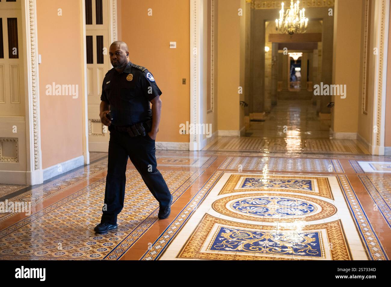 A U.S. Capitol Police officer is seen at the U.S. Capitol building ...