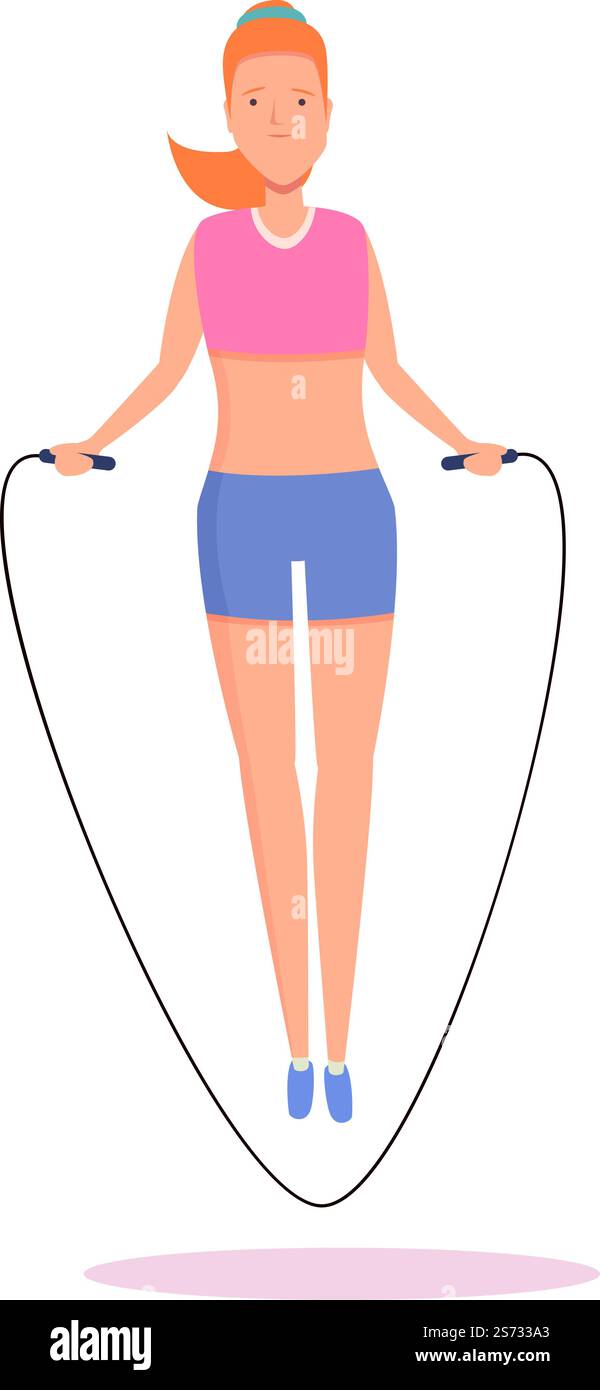 Girl jump rope icon cartoon vector. Skip workout. Activity female. Girl ...