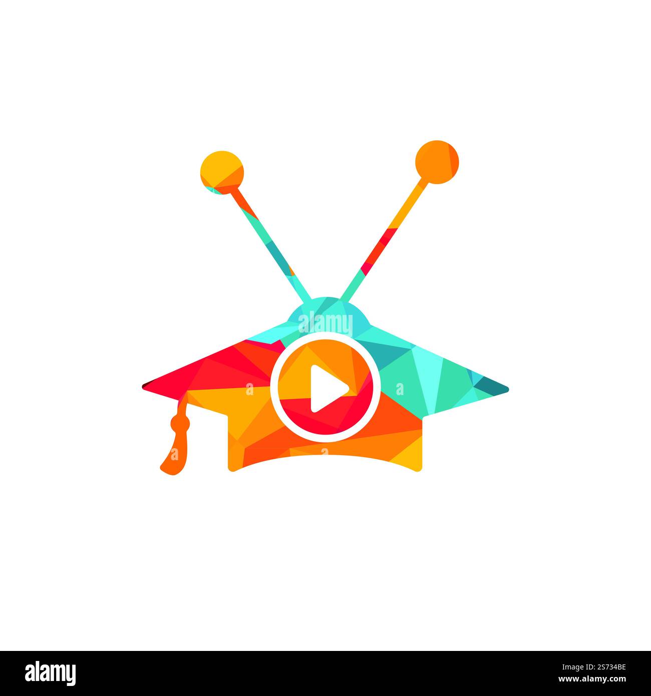 Education video play vector logo design. Graduation cap and play button ...