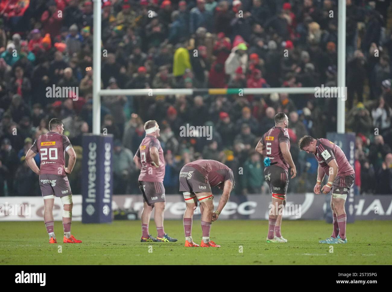 Dejected Munster players at the final whistle of the Investec Champions
