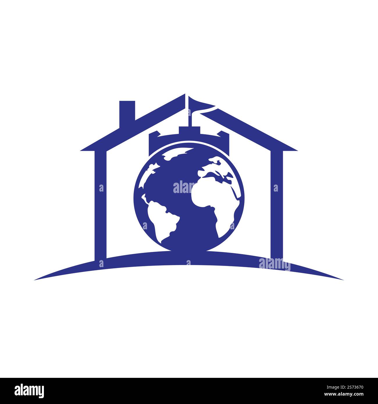 Castle globe vector logo design. Unique fortress and globe logotype ...