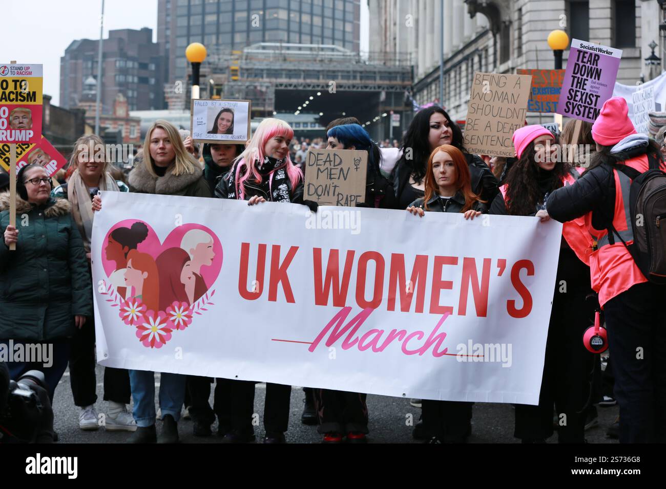 London, UK. 18 January 2025. Participants of the UK Women’s March are ...