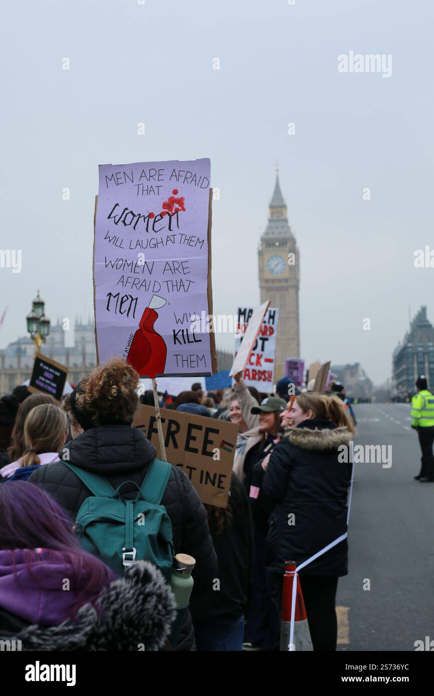 London, UK. 18 January 2025. Participants of the UK Women’s March are