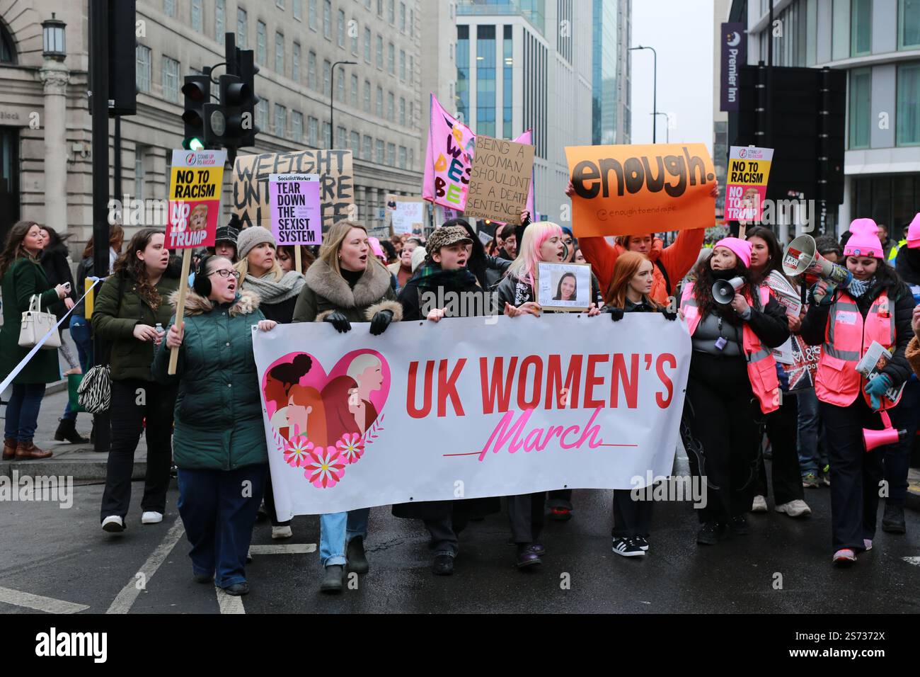 London, UK. 18 January 2025. Participants of the UK Women’s March are ...