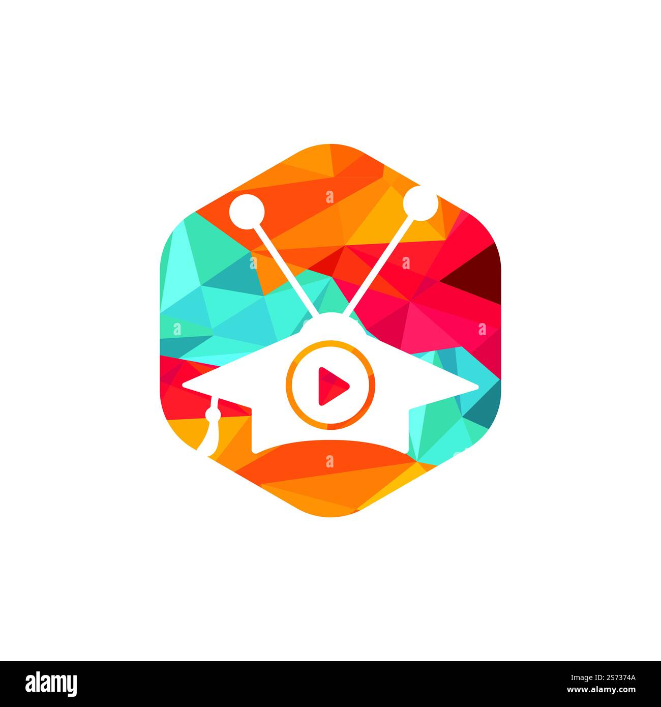 Education video play vector logo design. Graduation cap and play button ...