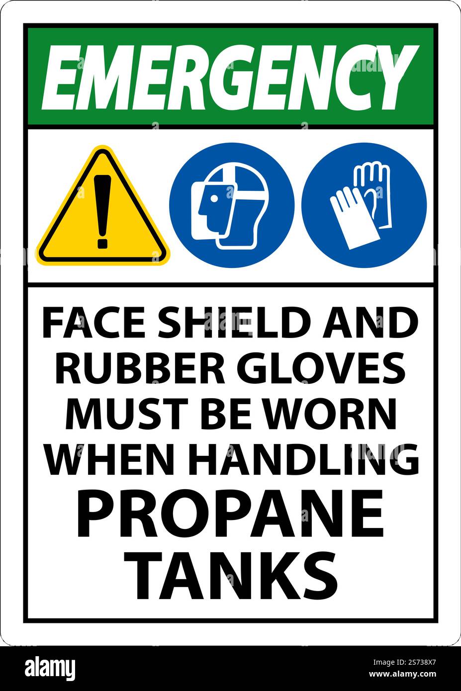 Emergency PPE Required When Handling Propane Tanks Sign Stock Vector