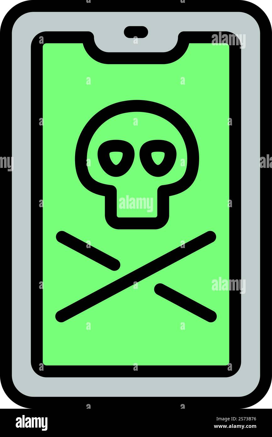 Smartphone cyber attack icon outline vector. Data internet. Computer fraud. Smartphone cyber attack icon outline vector. Data internet Stock Vector