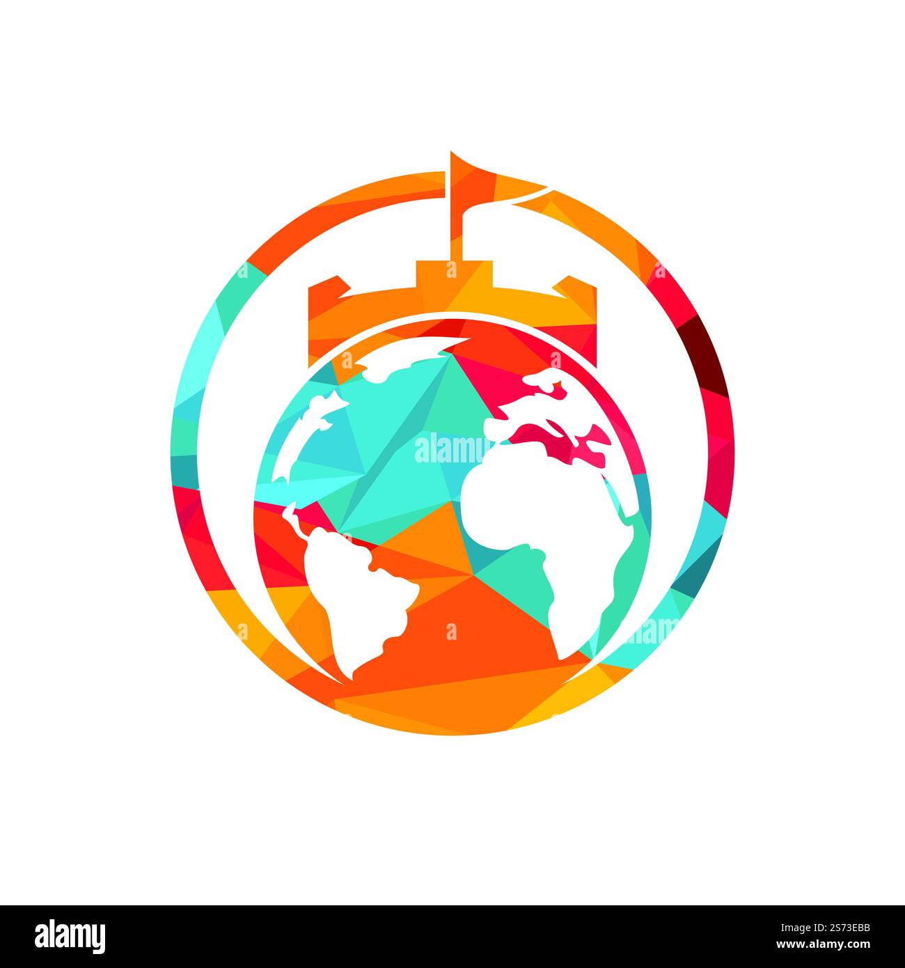 Castle globe vector logo design. Unique fortress and globe logotype ...