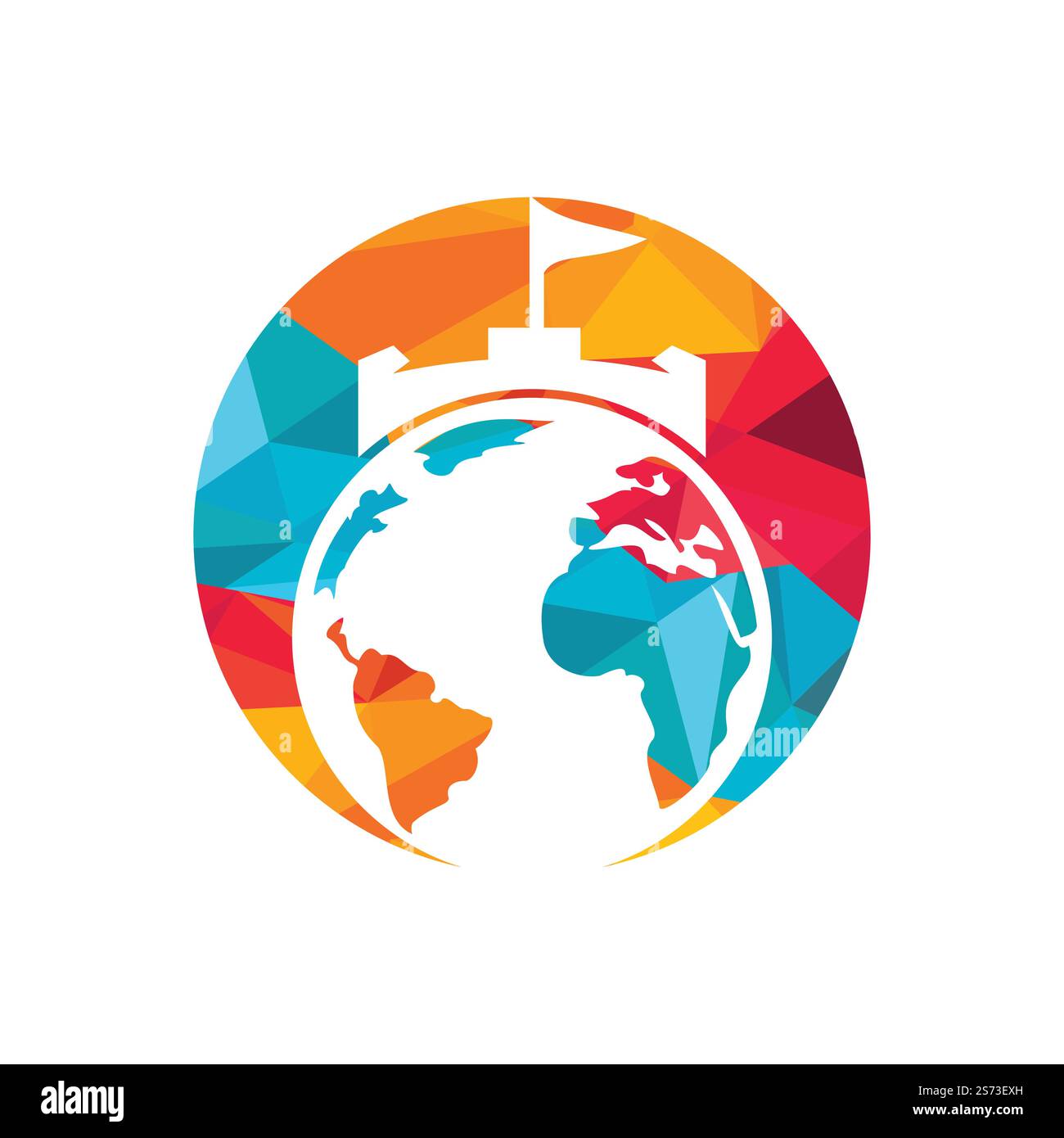 Castle globe vector logo design. Unique fortress and globe logotype ...