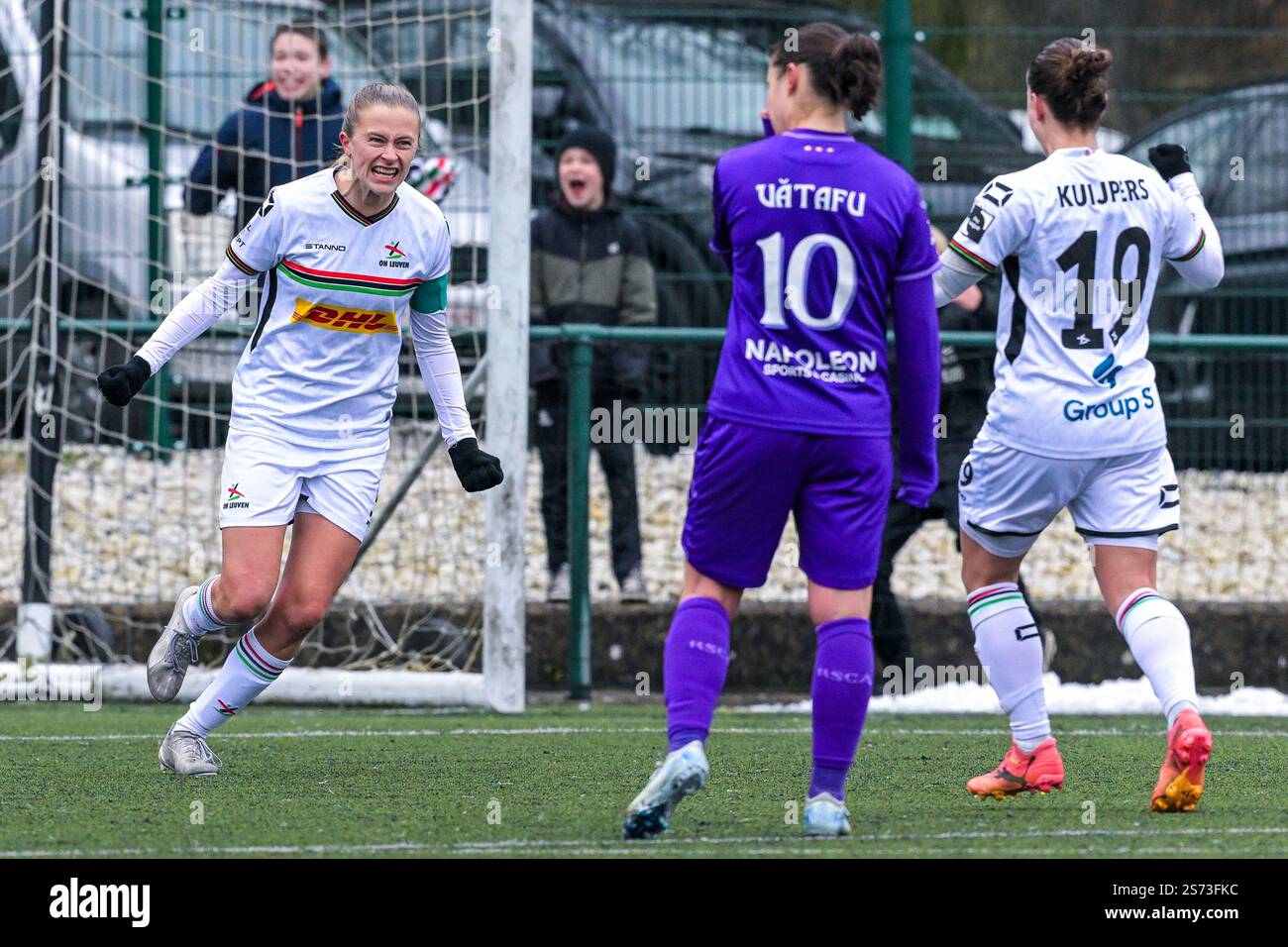 Julie Biesmans (30) of OHL scores 22 and Leuven celebrate during a