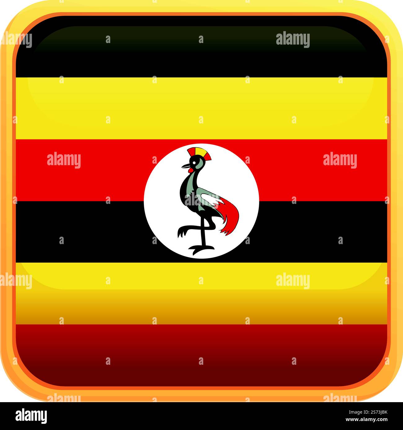 Uganda square icon cartoon vector. National stand. Republic country ...