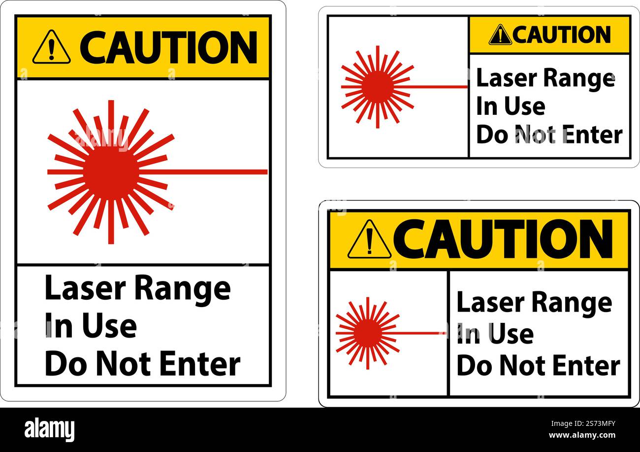 Caution Laser Range In Use Do Not Enter Sign Stock Vector