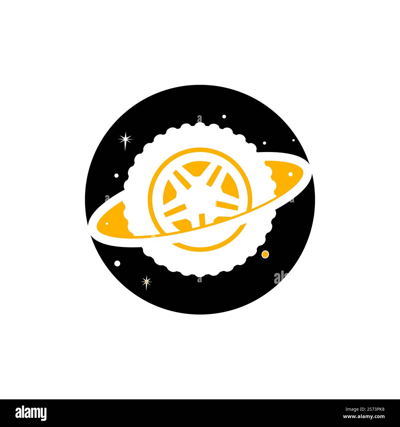 Tire world vector logo template. Vector wheel and planet logo combination. Stock Vector