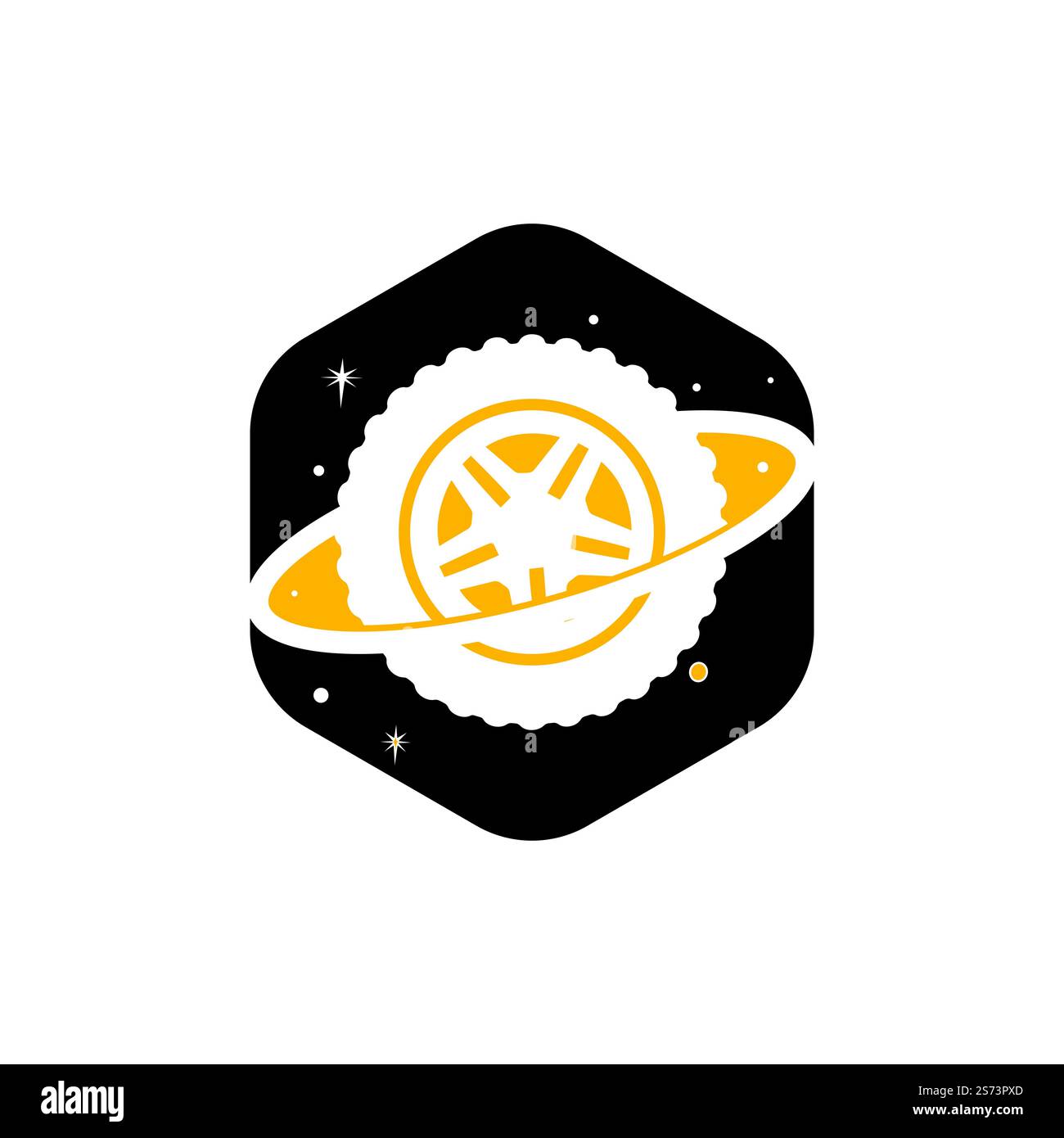 Tire world vector logo template. Vector wheel and planet logo combination. Stock Vector