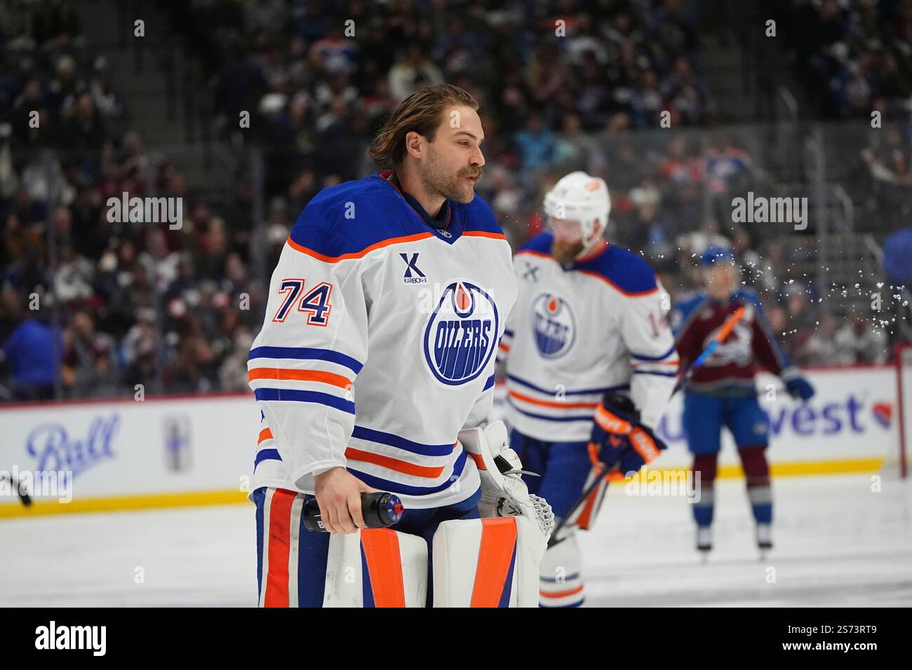 Edmonton Oilers goaltender Stuart Skinner (74) in the first period of ...