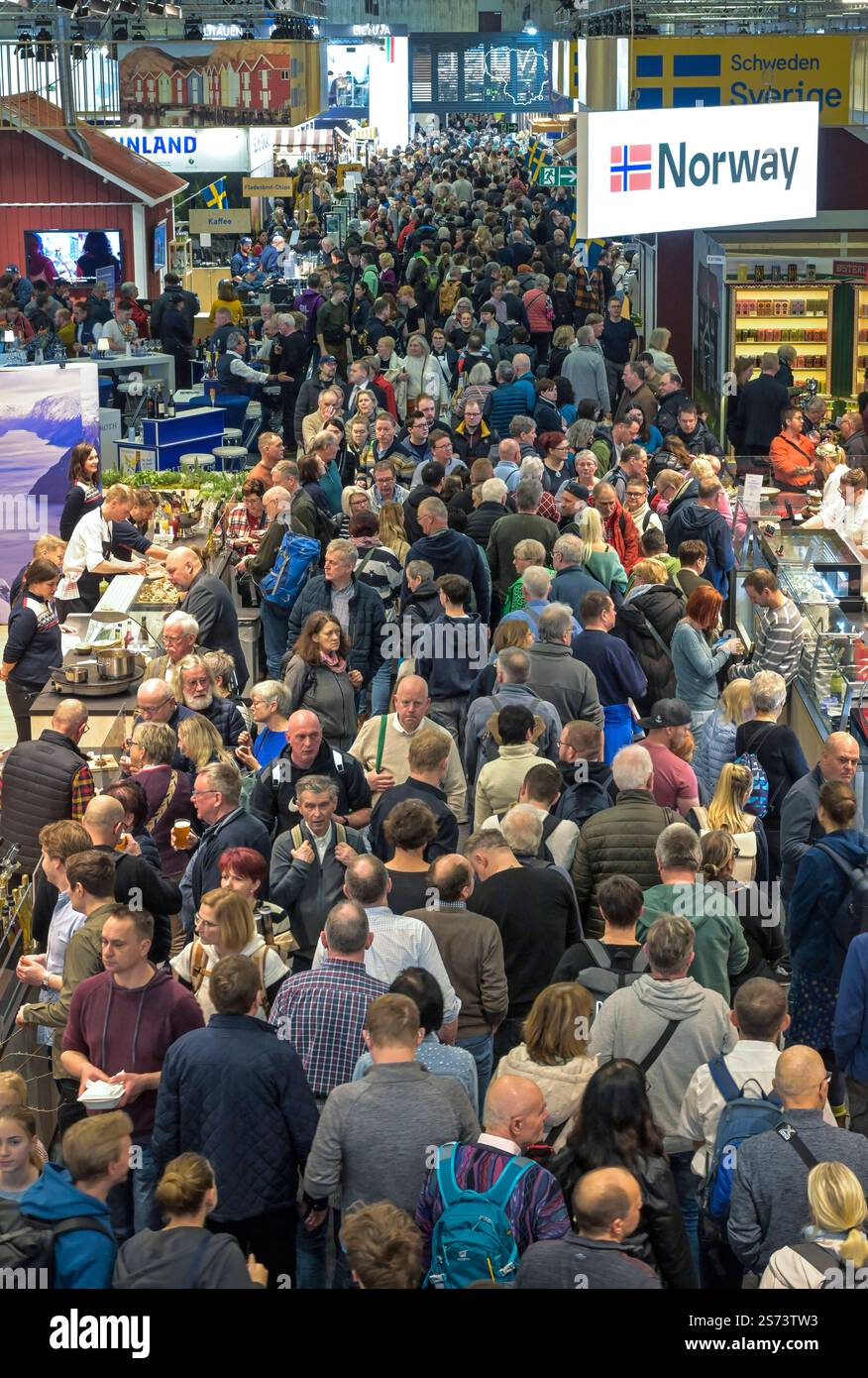 Besucher, Menschenmenge, Stand von Norwegen, Halle der Nordischen