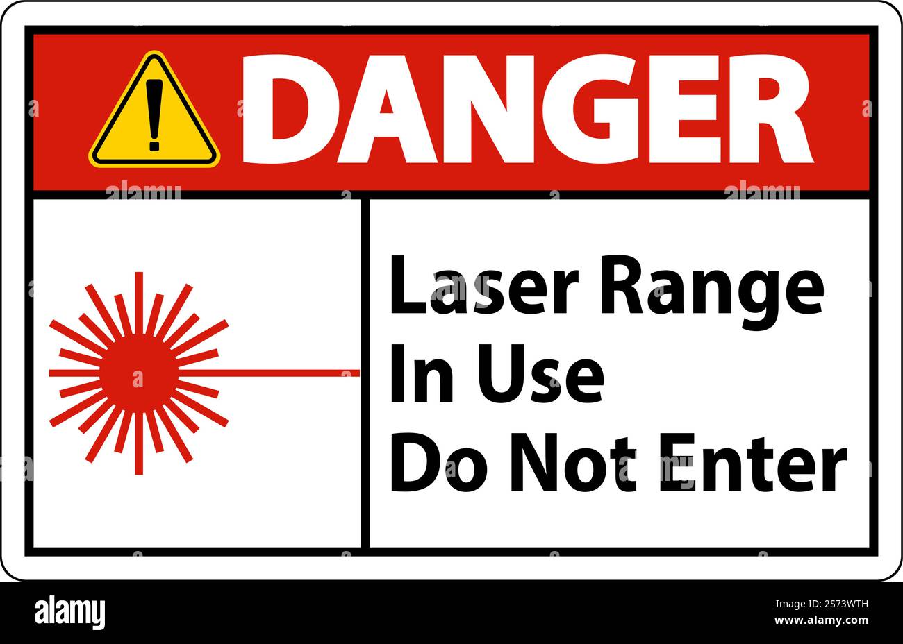 Danger Laser Range In Use Do Not Enter Sign Stock Vector