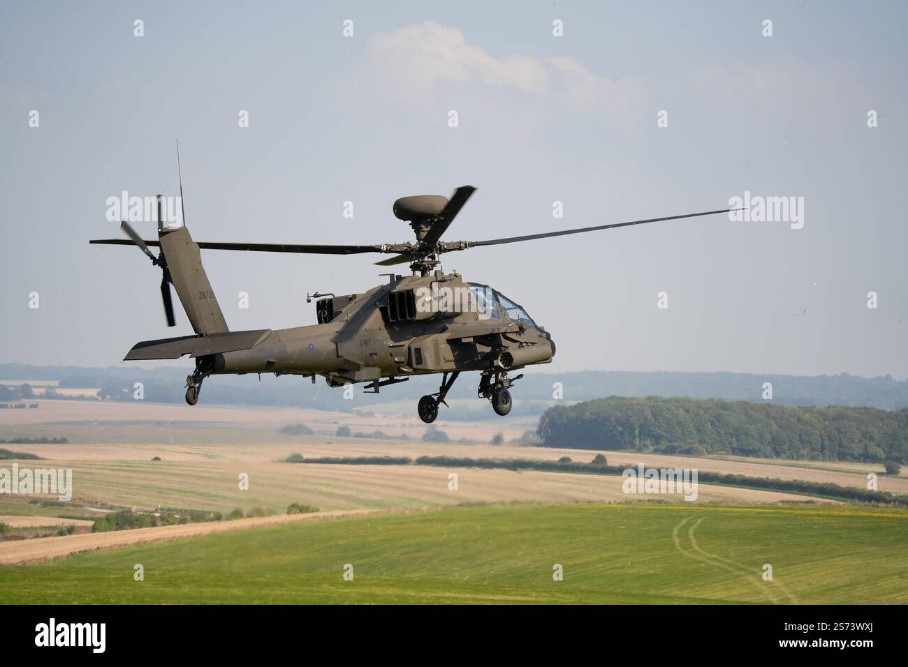 rear three-quarter view of a British army Boeing Apache Longbow Attack ...