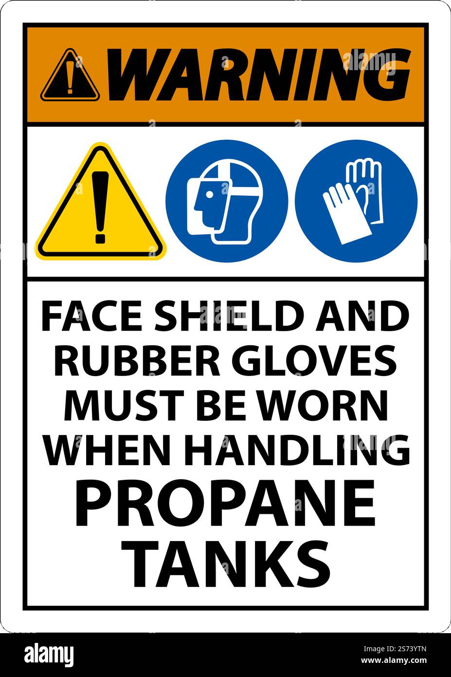 Warning PPE Required When Handling Propane Tanks Sign Stock Vector