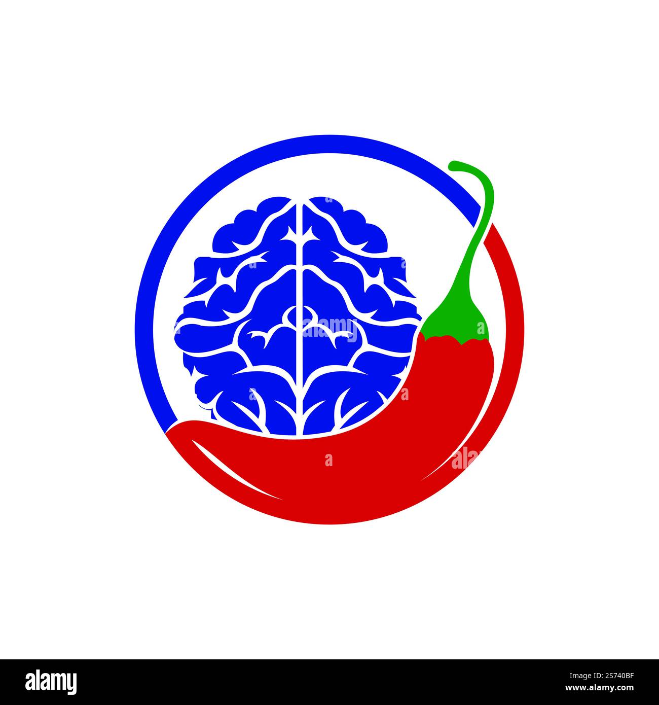 Chili brain vector logo design template. Spicy intelligence logo design concept. Stock Vector