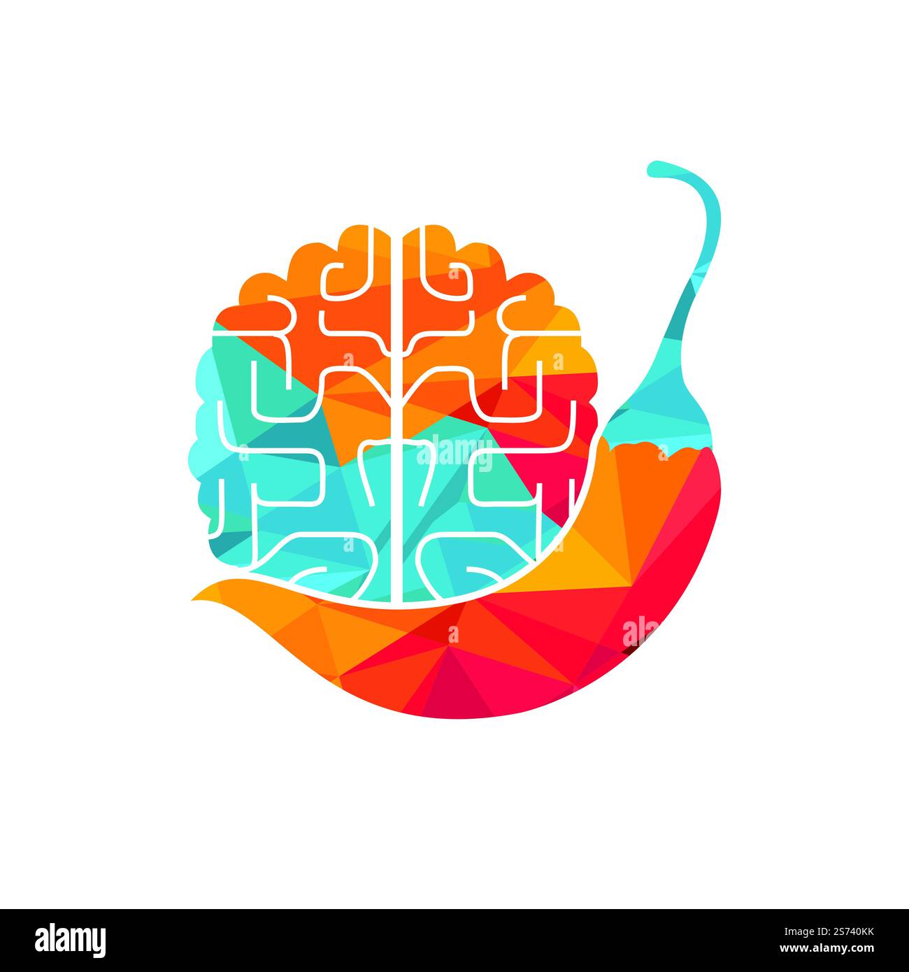Chili brain vector logo design template. Spicy intelligence logo design concept. Stock Vector