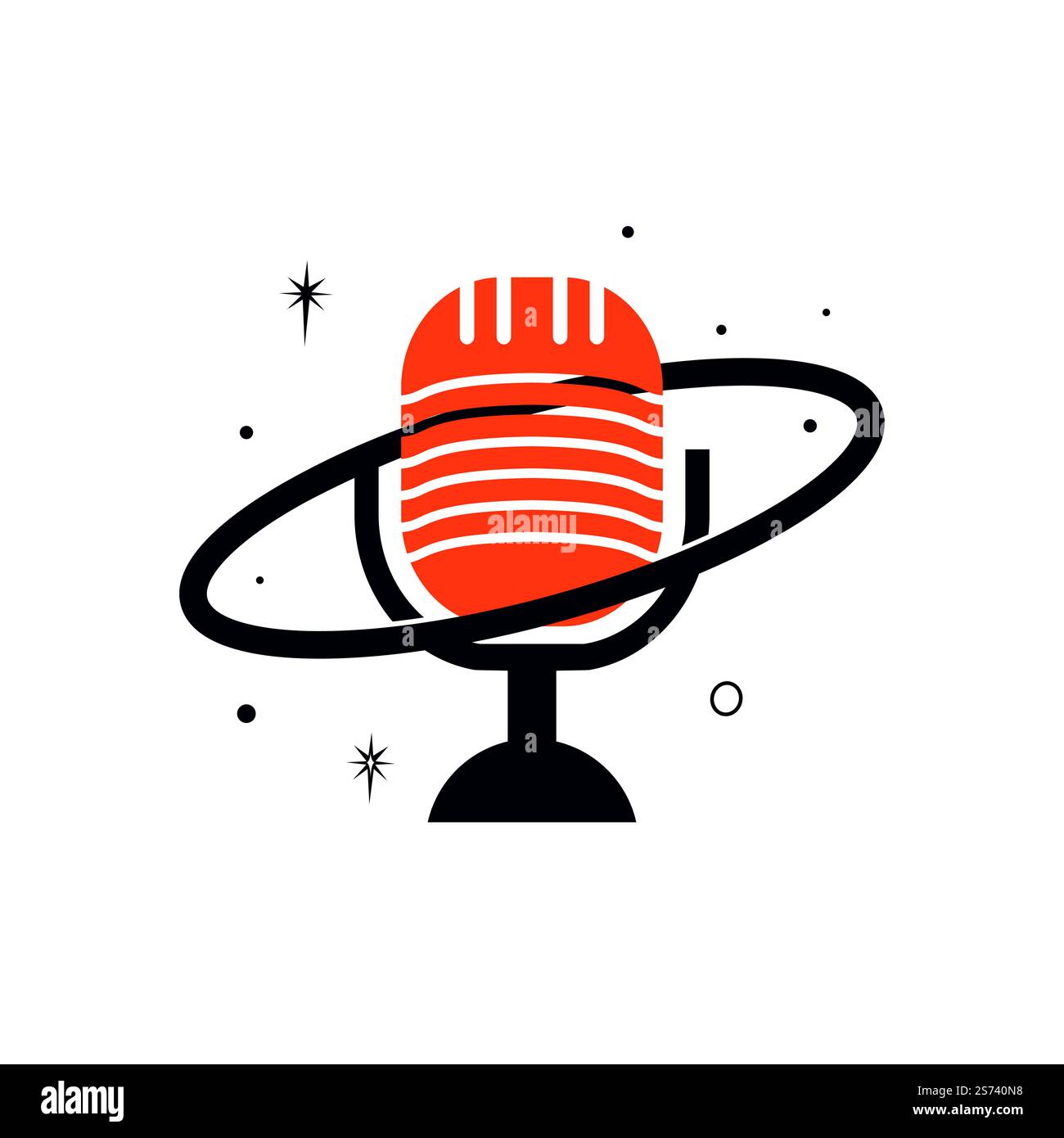 Podcast planet vector logo design. Creative space podcast logo design. Stock Vector