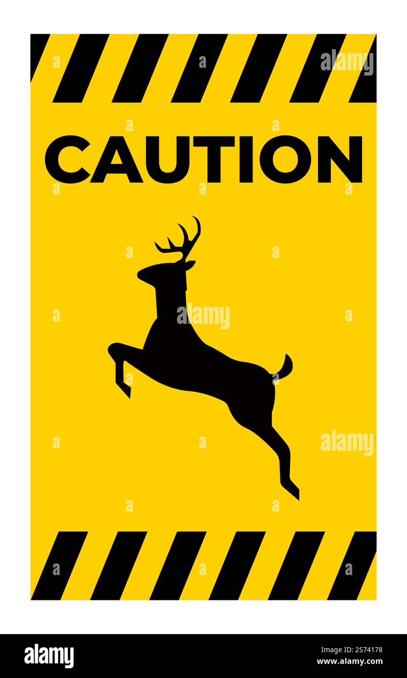 Deer Crossing Sign On White Background Stock Vector