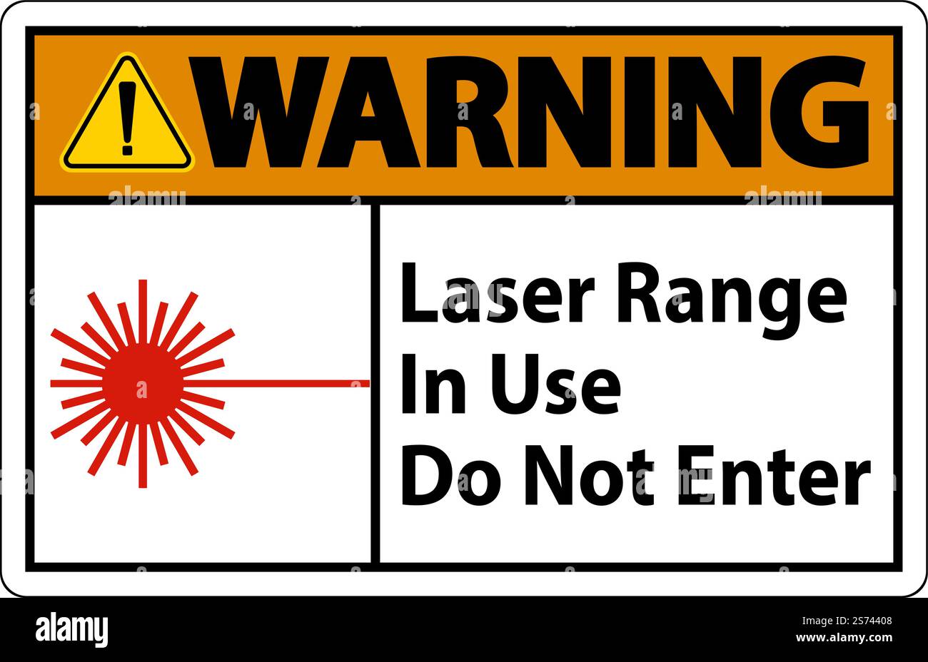 Warning Laser Range In Use Do Not Enter Sign Stock Vector