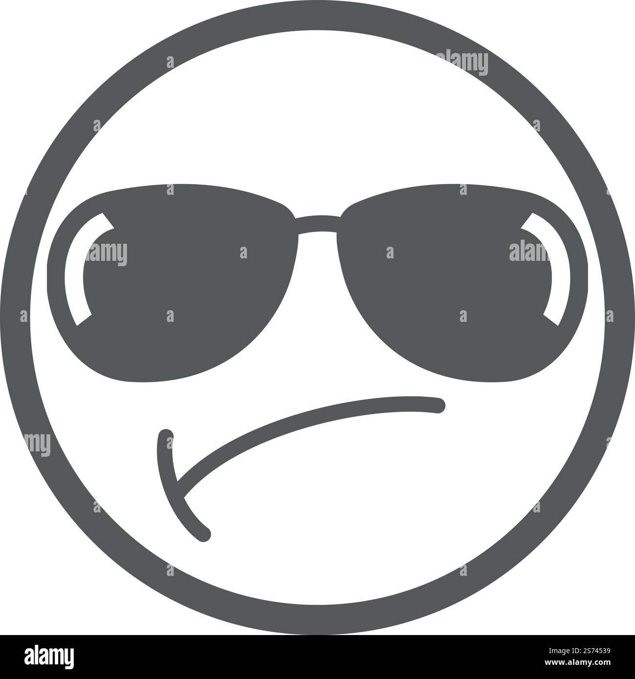 Bossy emoticon. Arrogant and imperious face in sunglasses isolated on ...