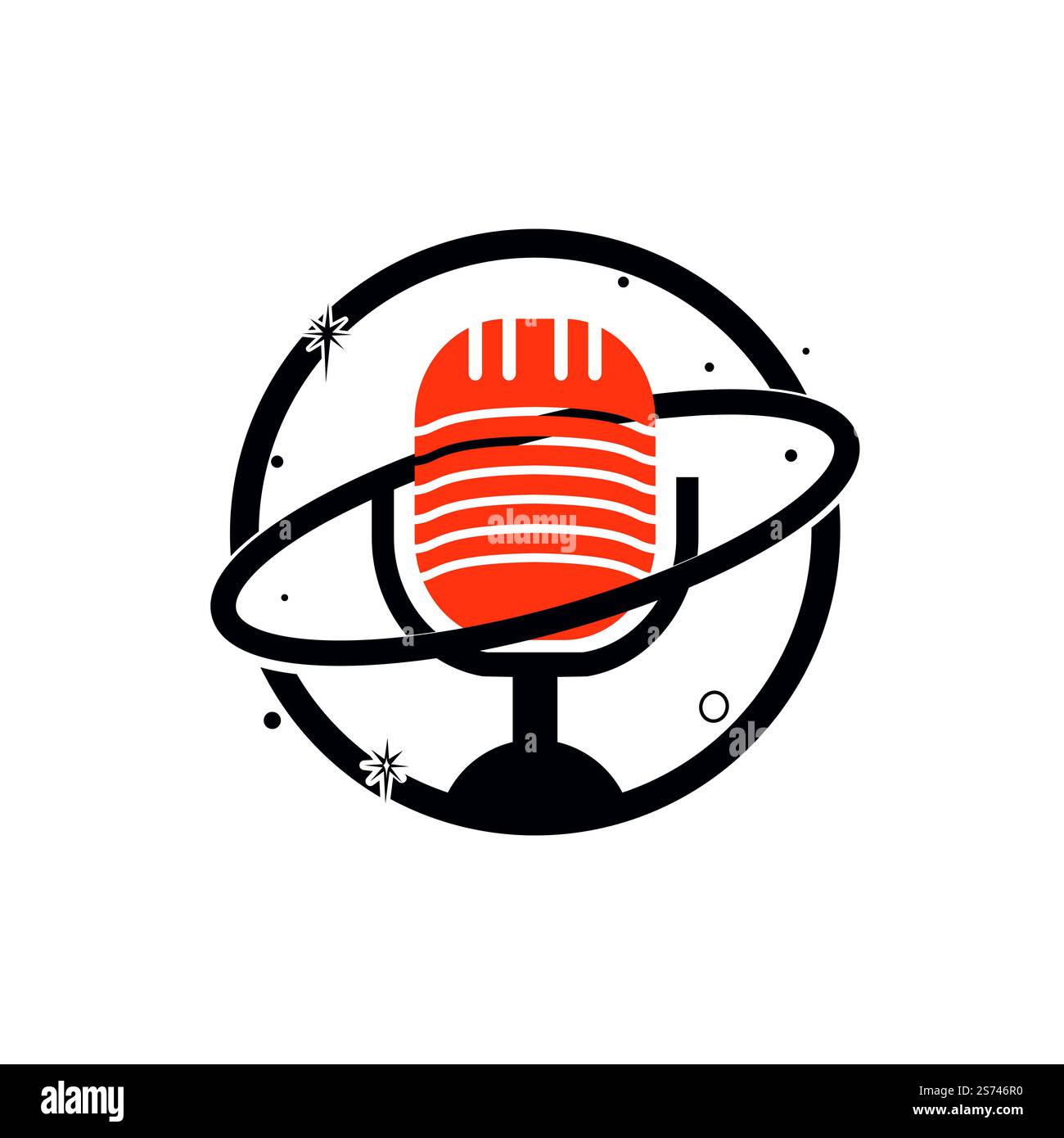 Podcast planet vector logo design. Creative space podcast logo design. Stock Vector