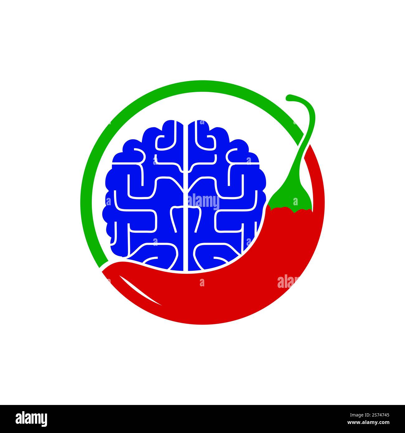 Chili brain vector logo design template. Spicy intelligence logo design concept. Stock Vector