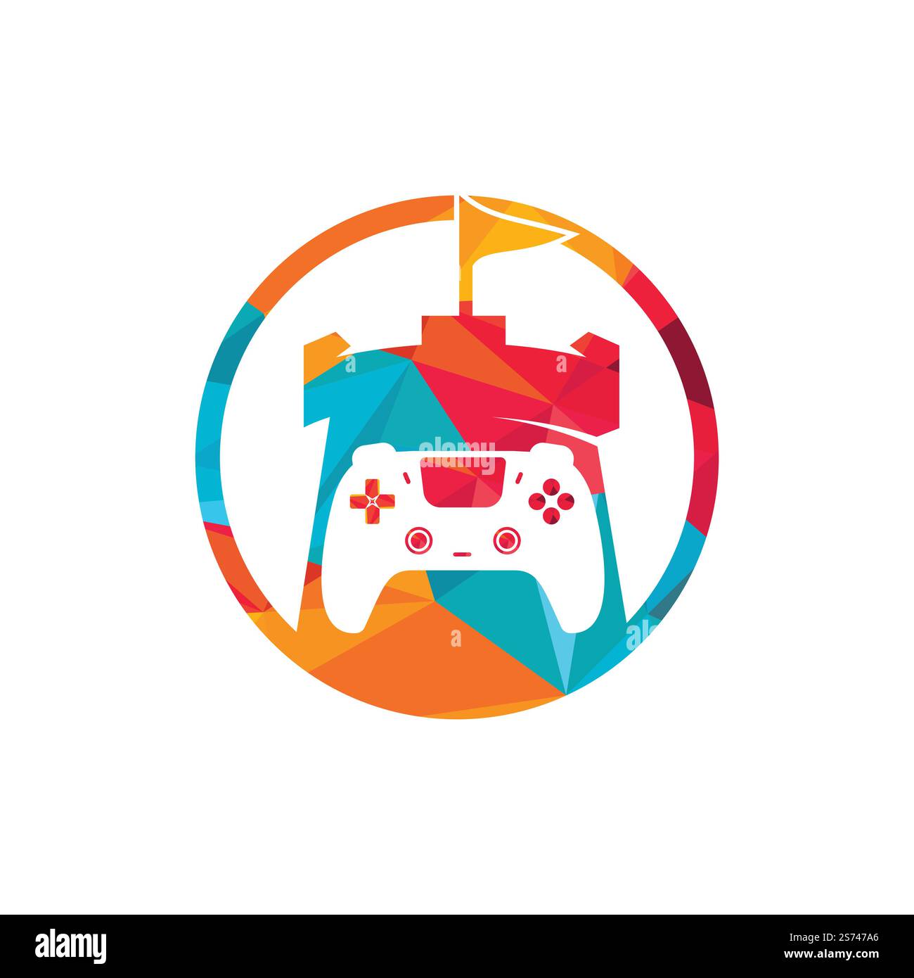 Game king vector logo design. Game console and fort icon vector design. Stock Vector