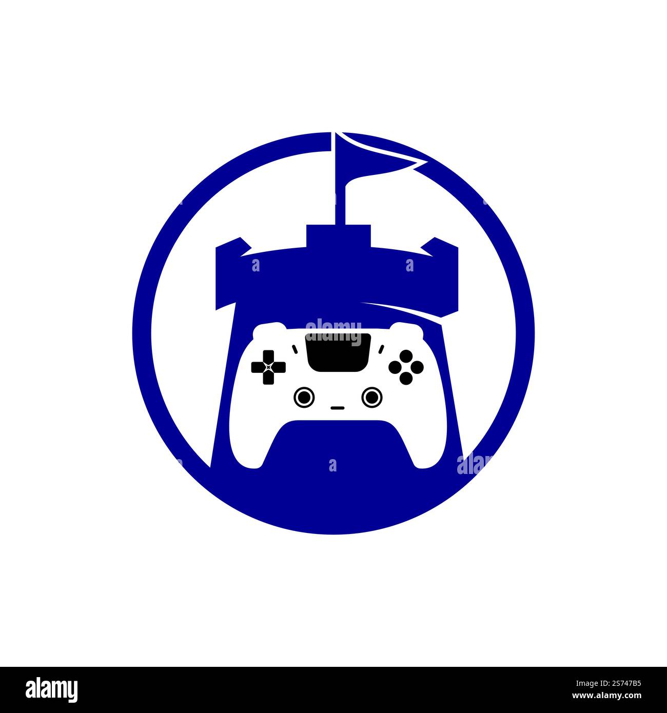 Game king vector logo design. Game console and fort icon vector design. Stock Vector
