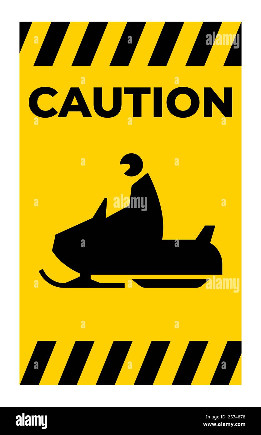 Snowmobile Crossing Sign On White Background Stock Vector