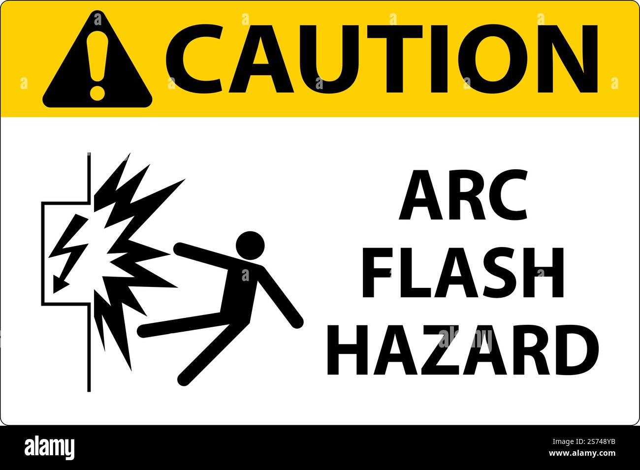 Caution Arc Flash Hazard Sign On White Background Stock Vector Image ...