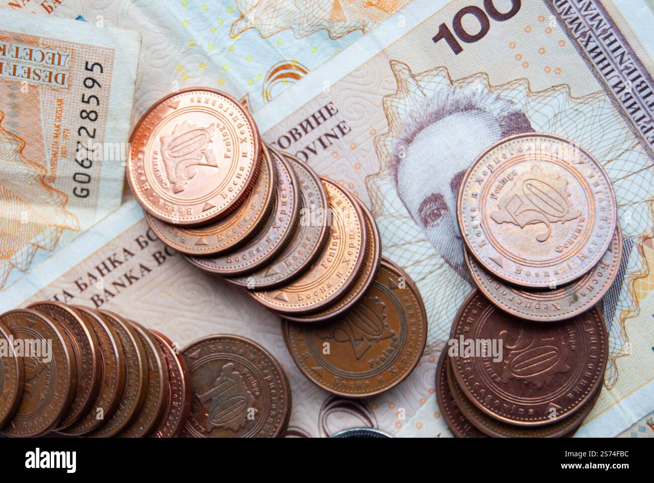 A collection of Bosnian currency coins and bills showcasing their unique designs Stock Photo - Alamy