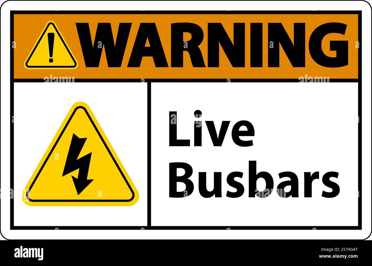Warning Live Busbars Sign On White Background Stock Vector