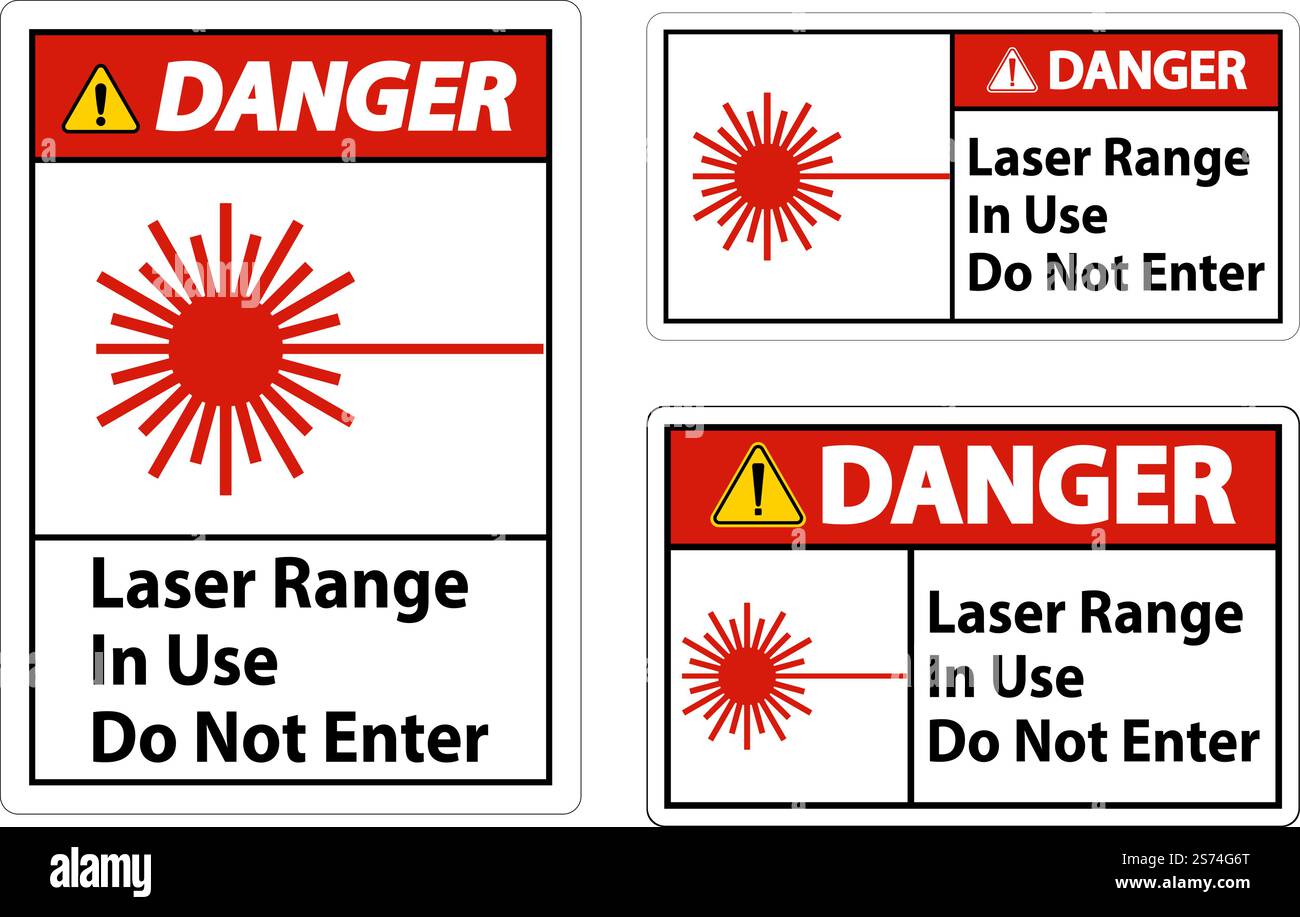 Danger Laser Range In Use Do Not Enter Sign Stock Vector