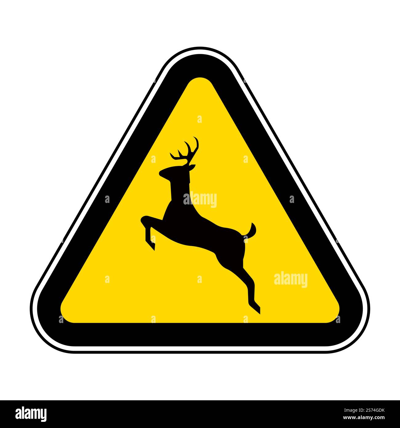 Deer Crossing Sign On White Background Stock Vector