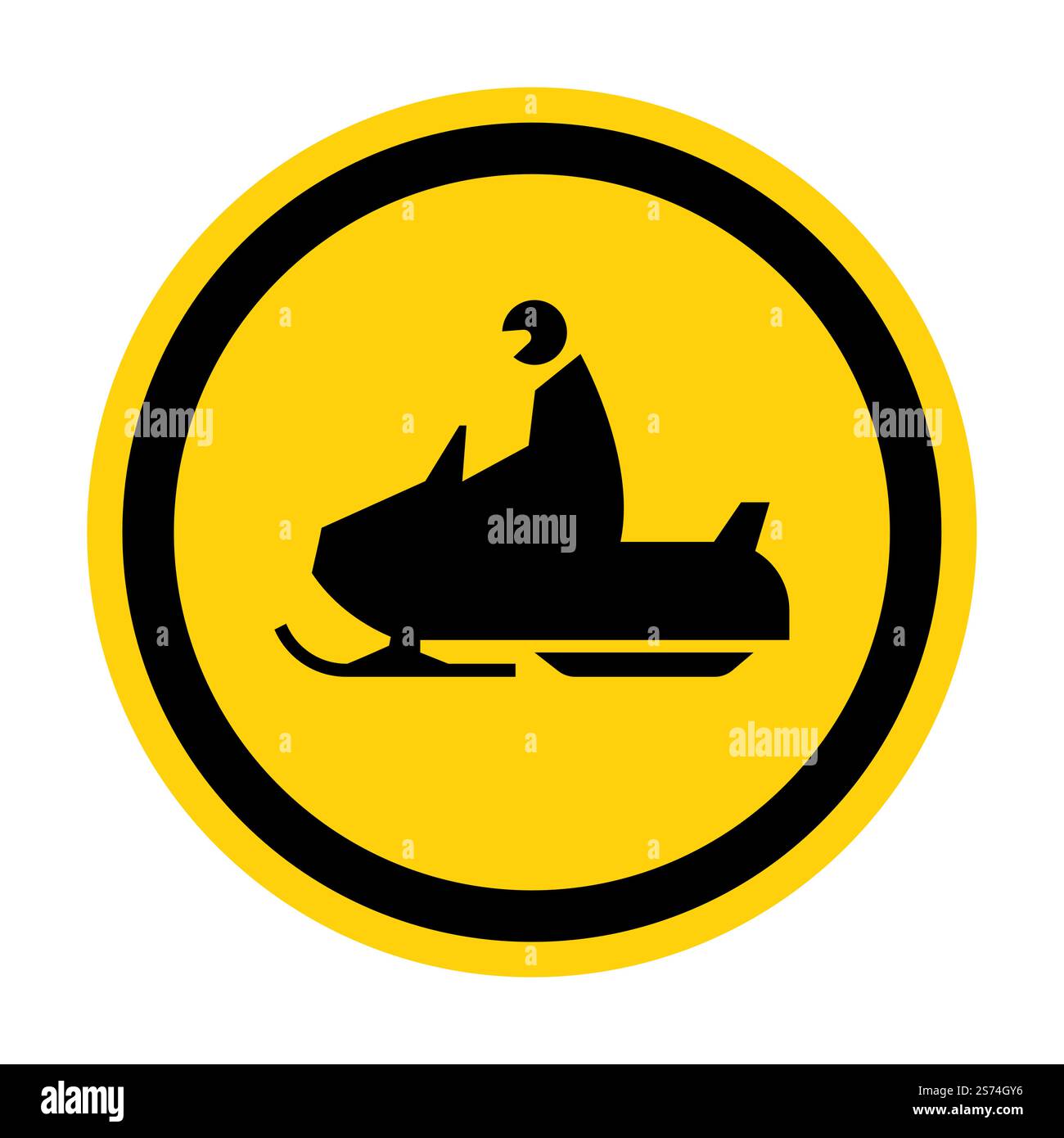 Snowmobile Crossing Sign On White Background Stock Vector