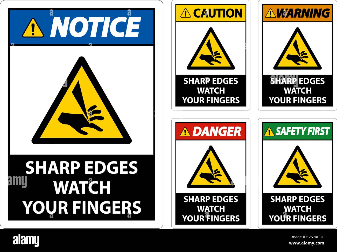 Warning Sharp Edges Watch Your Fingers On White Background Stock Vector